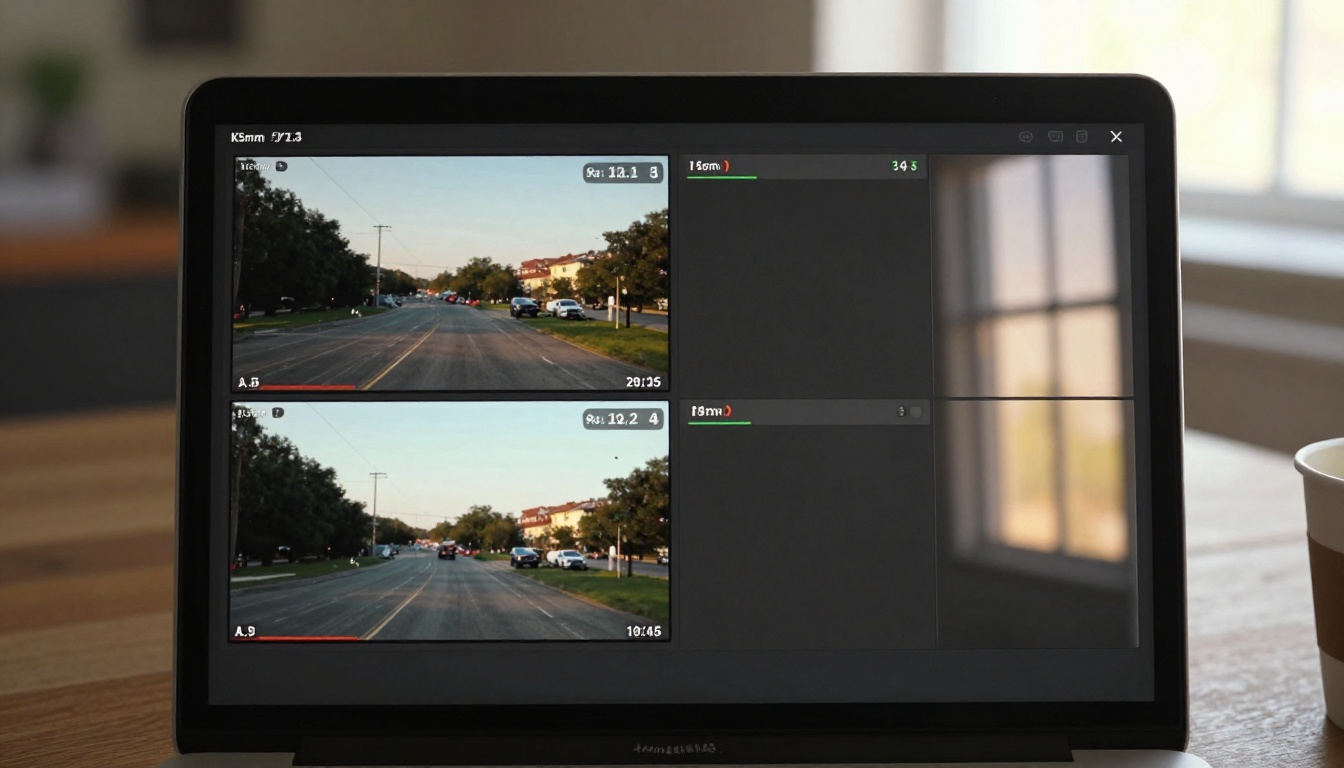 Laptop screen showing side-by-side video comparison interface