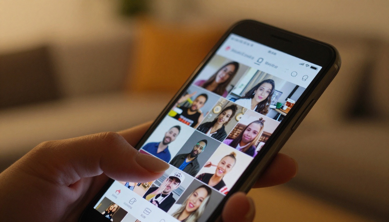 TikTok content creator scrolling video feed on smartphone