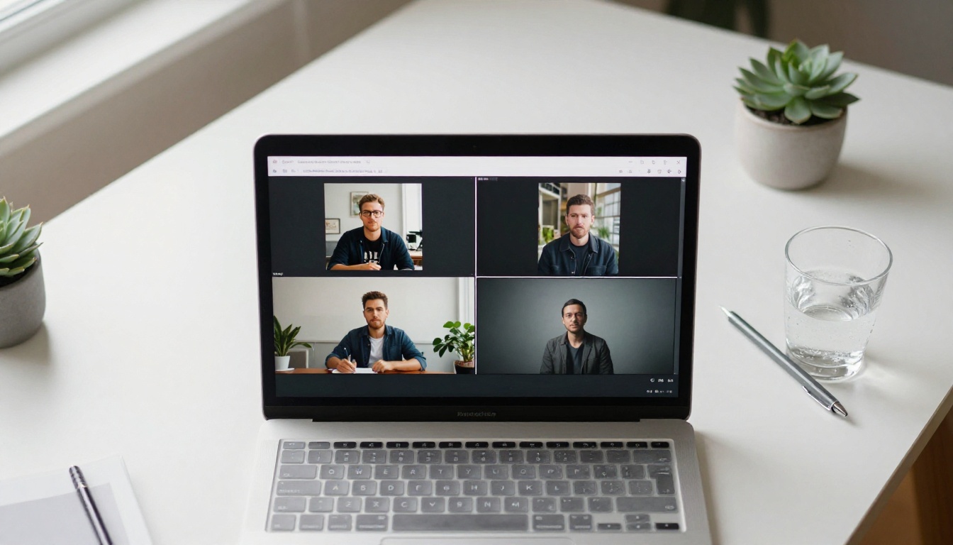 Overhead split-screen laptop comparison workspace