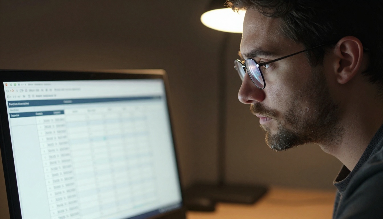 Developer studying pricing comparison table on large monitor