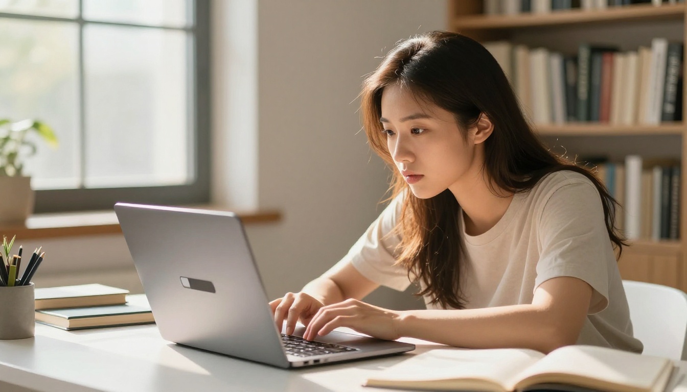 A content creator waiting for AI video to generate on their laptop