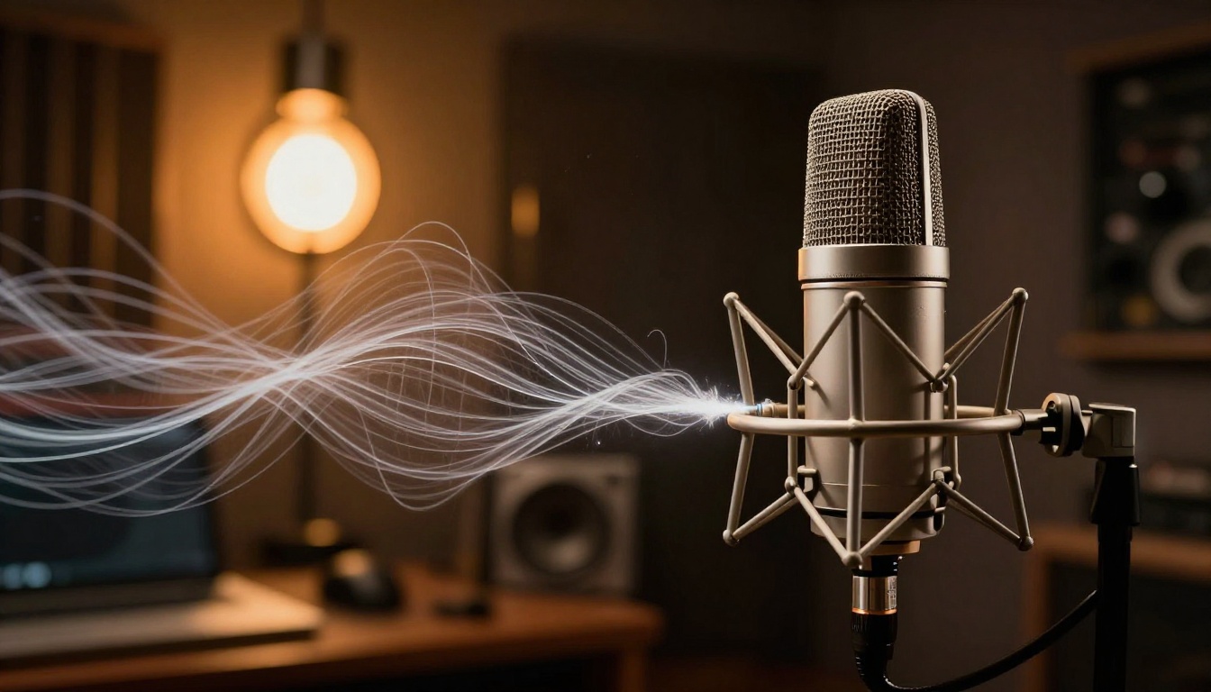 Abstract visualization of sound waves from a professional studio microphone Abstract visualization of sound waves from a professional studio microphone