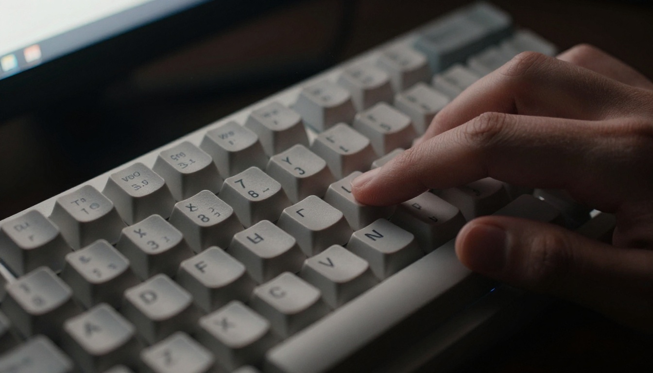 Close-up of hands typing on a keyboard while working with AI video prompts Close-up of hands typing on a keyboard while working with AI video prompts