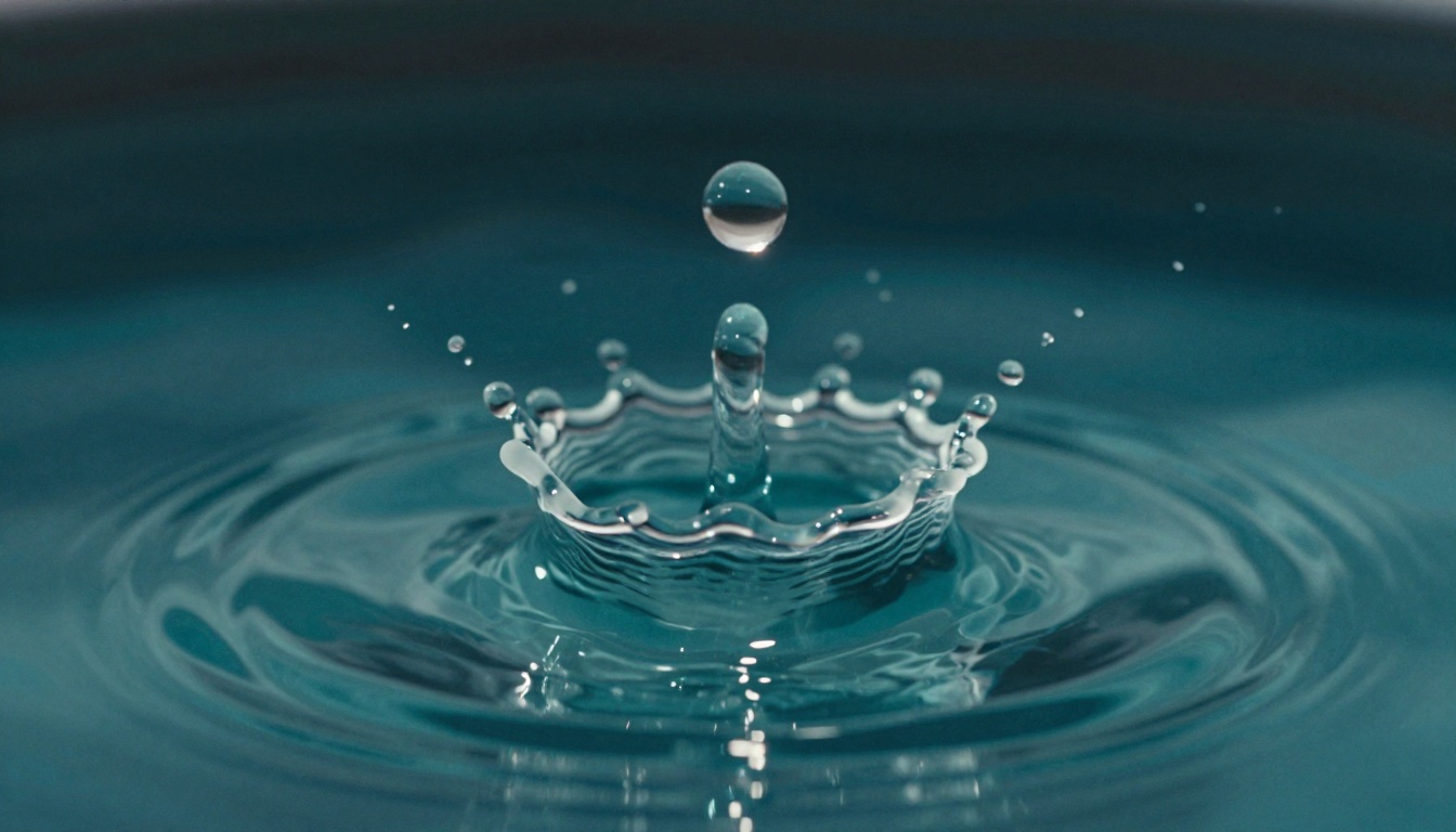 Macro shot of water droplet crown splash