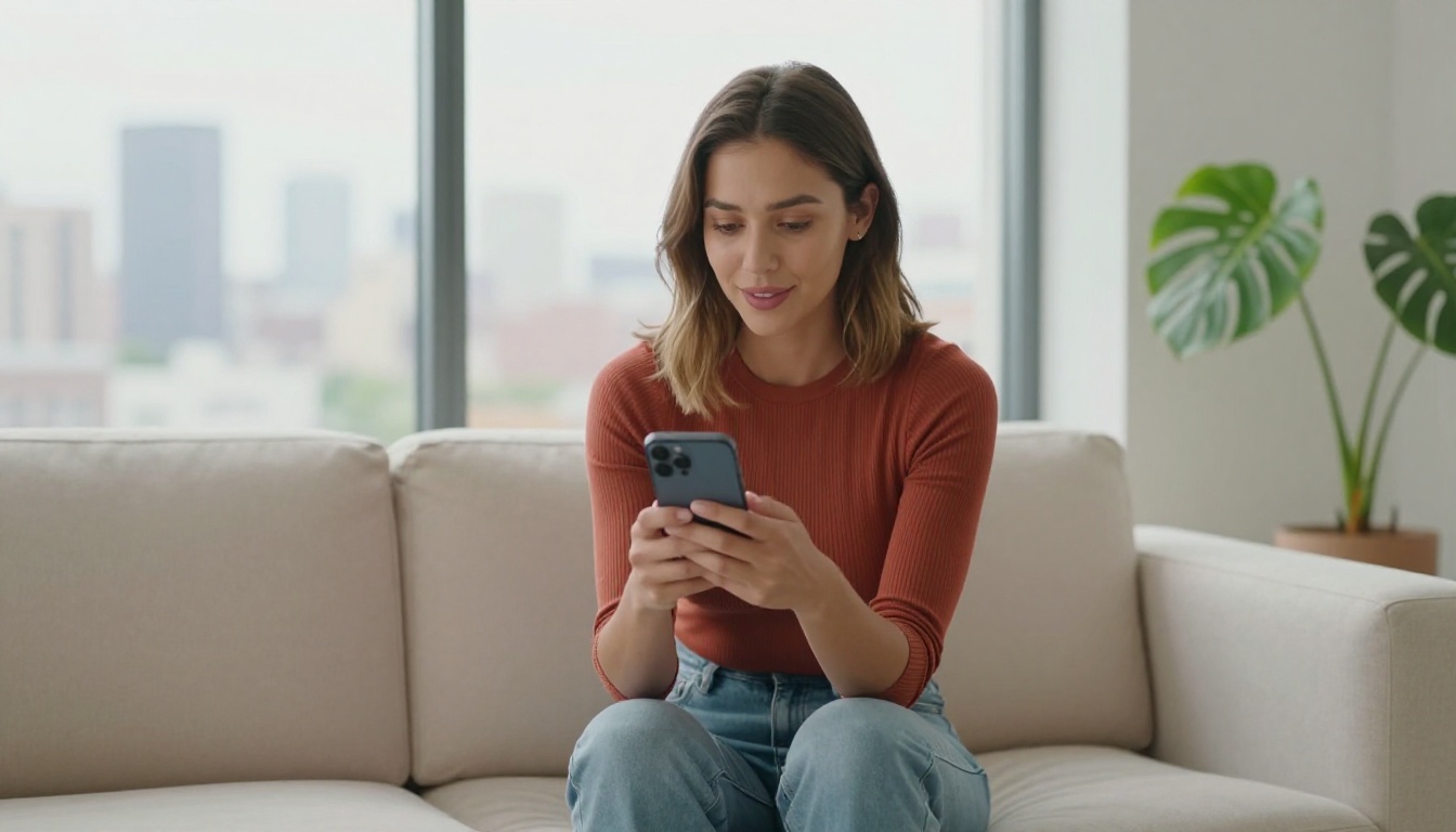 Social media creator reviewing AI video content on smartphone