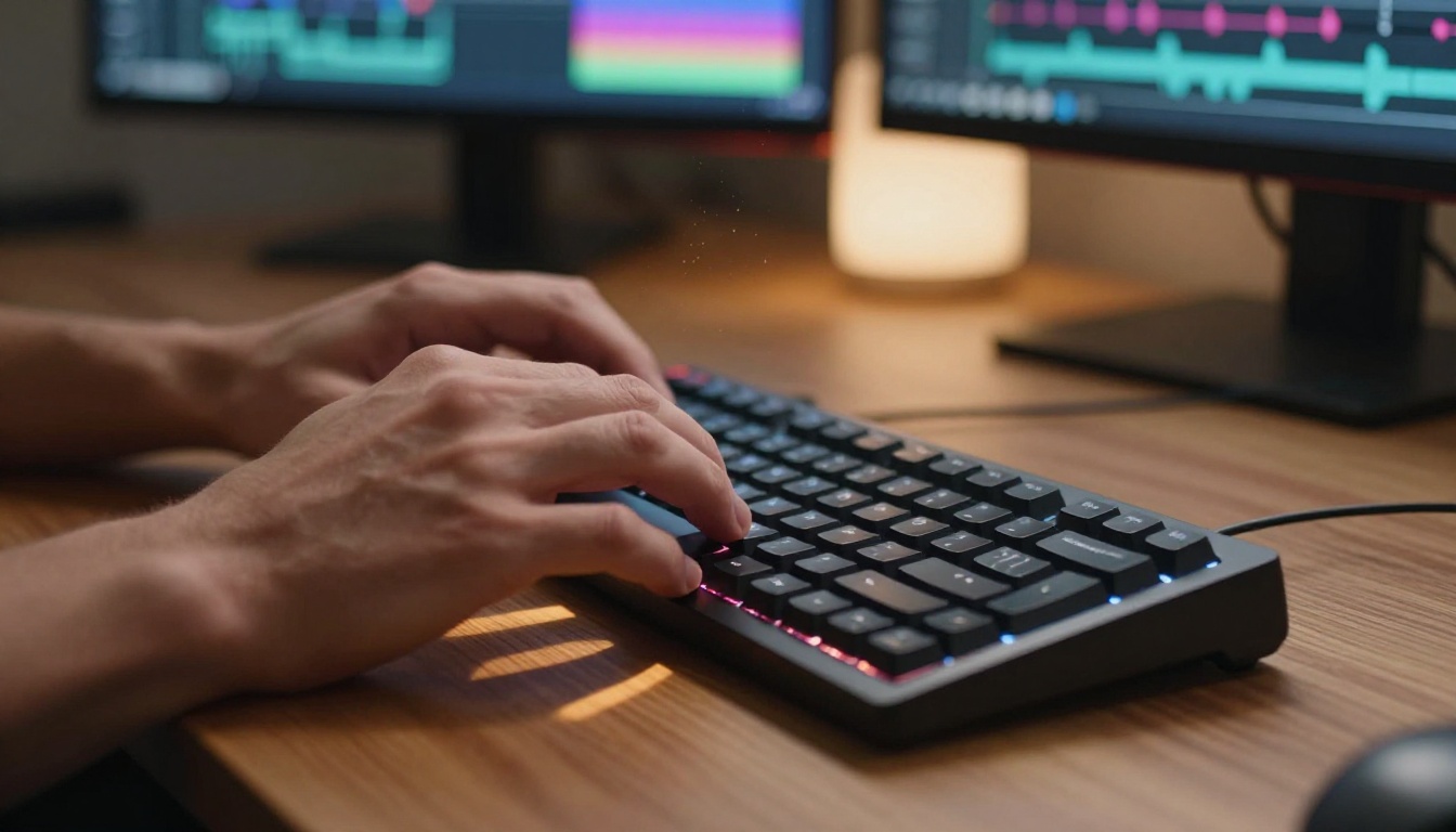 Video editor comparing AI tools at a dual-monitor workstation