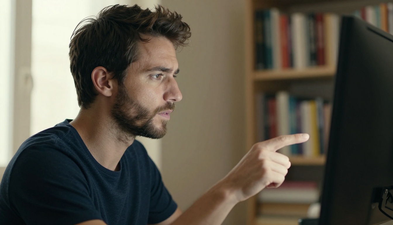 Side profile of a creative professional reviewing video footage