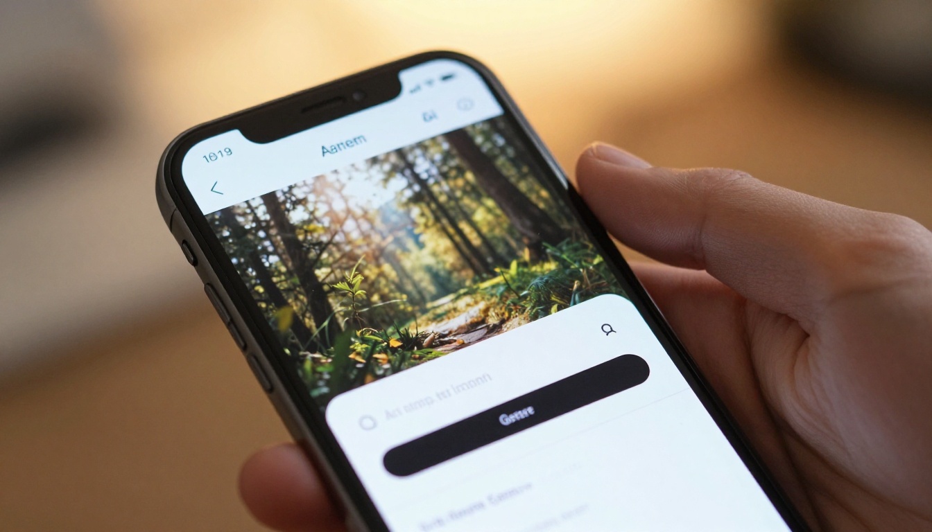 Close-up of a smartphone screen showing an AI image generator interface with a generate button and no login prompt