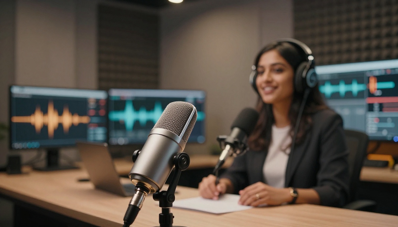 Professional recording studio microphone setup