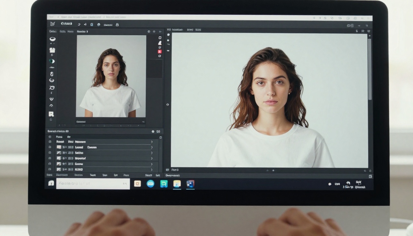 AI background removal comparison on iMac screen