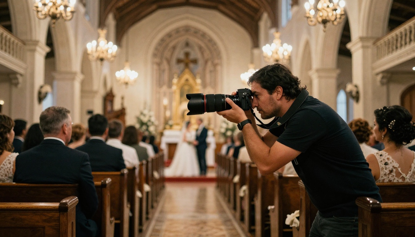 Wedding photographer shooting at ceremony Wedding photographer shooting at ceremony