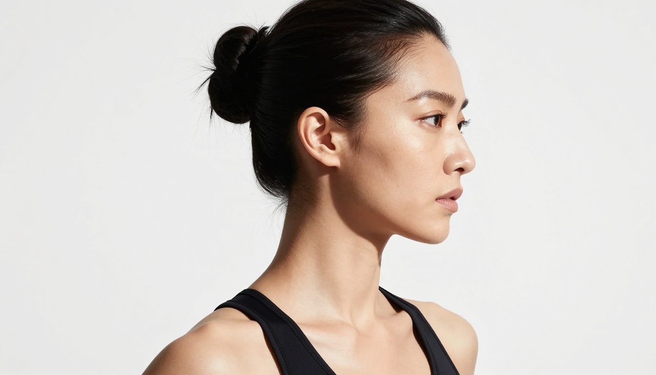 Side profile close-up of a woman with East Asian features in dramatic Rembrandt studio lighting Side profile close-up of a woman with East Asian features in dramatic Rembrandt studio lighting