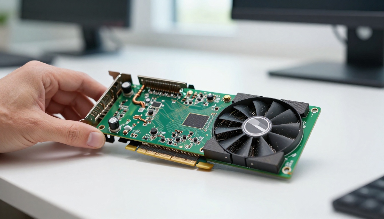 Close-up of GPU graphics card showing the hardware that powers AI image generation models