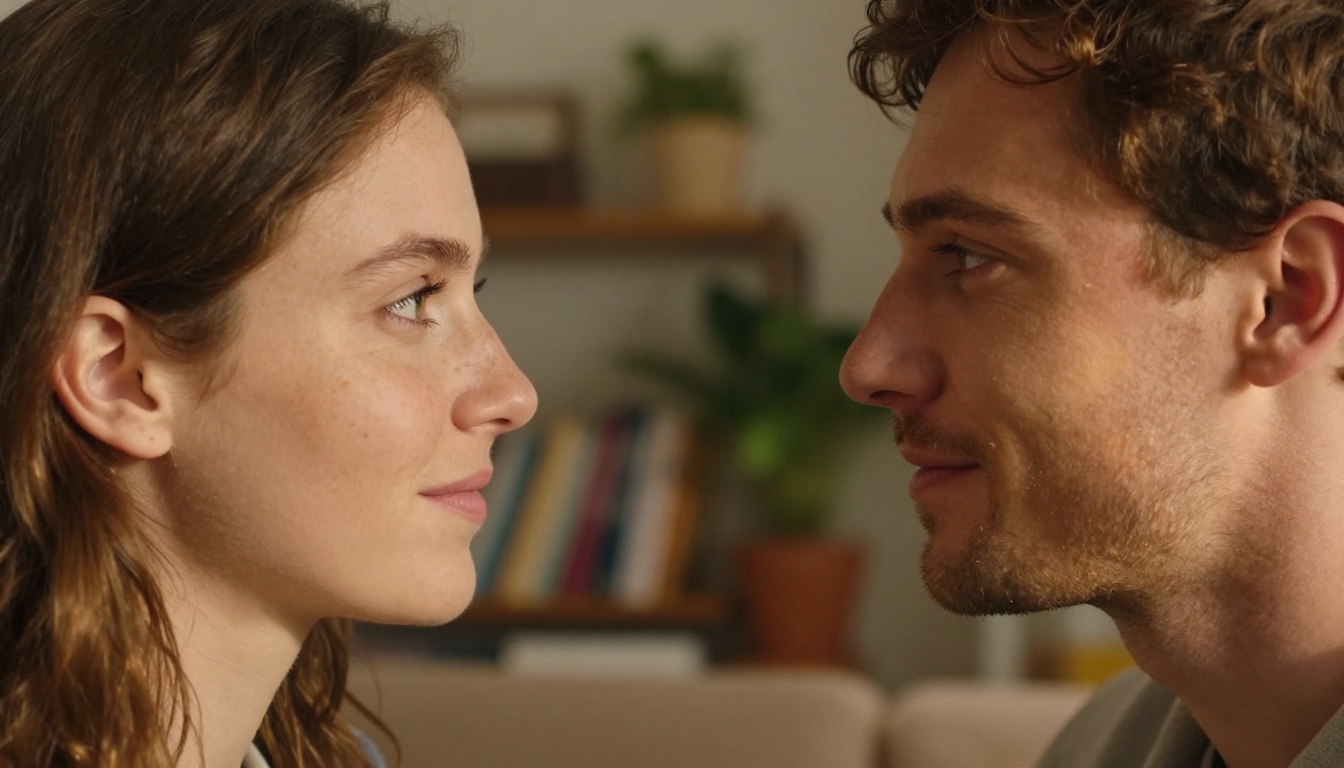 Close-up portrait of two people with different facial features side by side