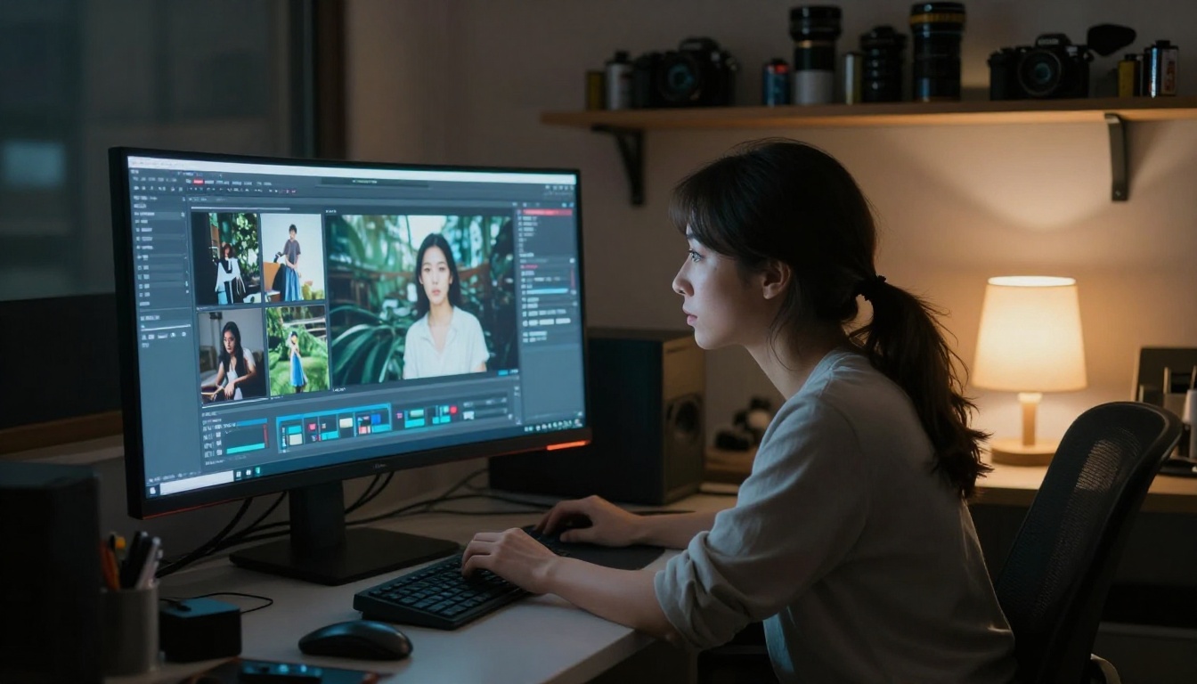 Photo animation workflow at a professional editing station