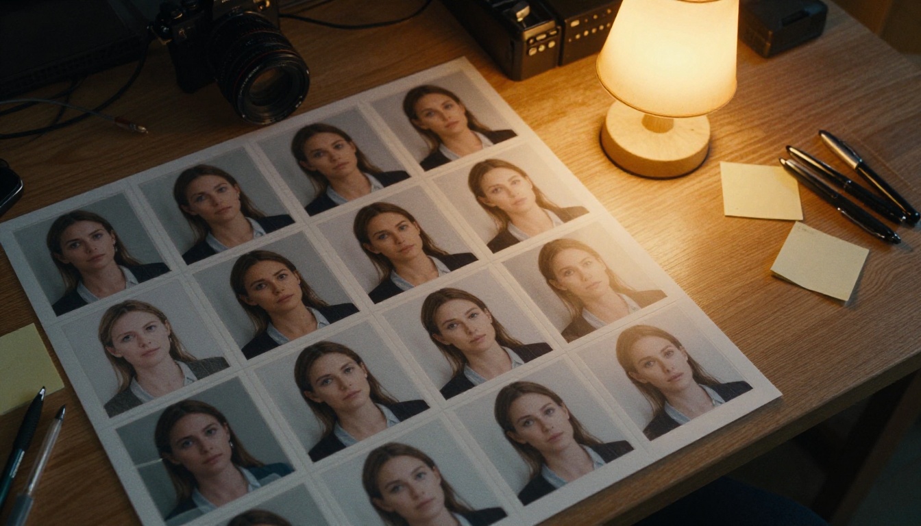 Aerial view of storyboard frames showing consistent character reference across shots