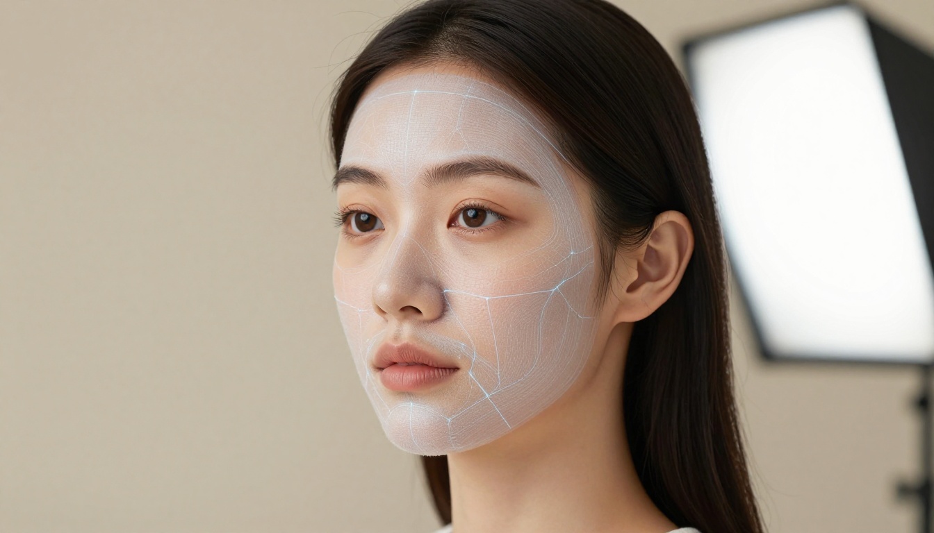 Facial landmark tracking points mapped on a woman's face Facial landmark tracking points mapped on a woman's face