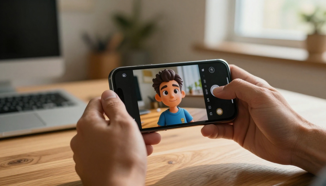 Person holding a smartphone showing an AI-generated figurine result