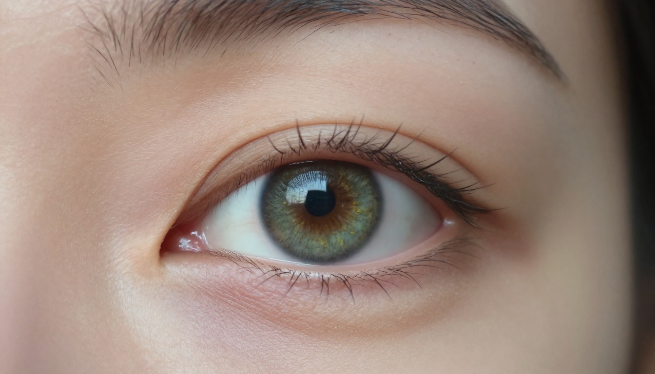 Extreme macro close-up of a woman's eye, visible eyelash roots, hazel iris detail, skin texture, catchlight from a window