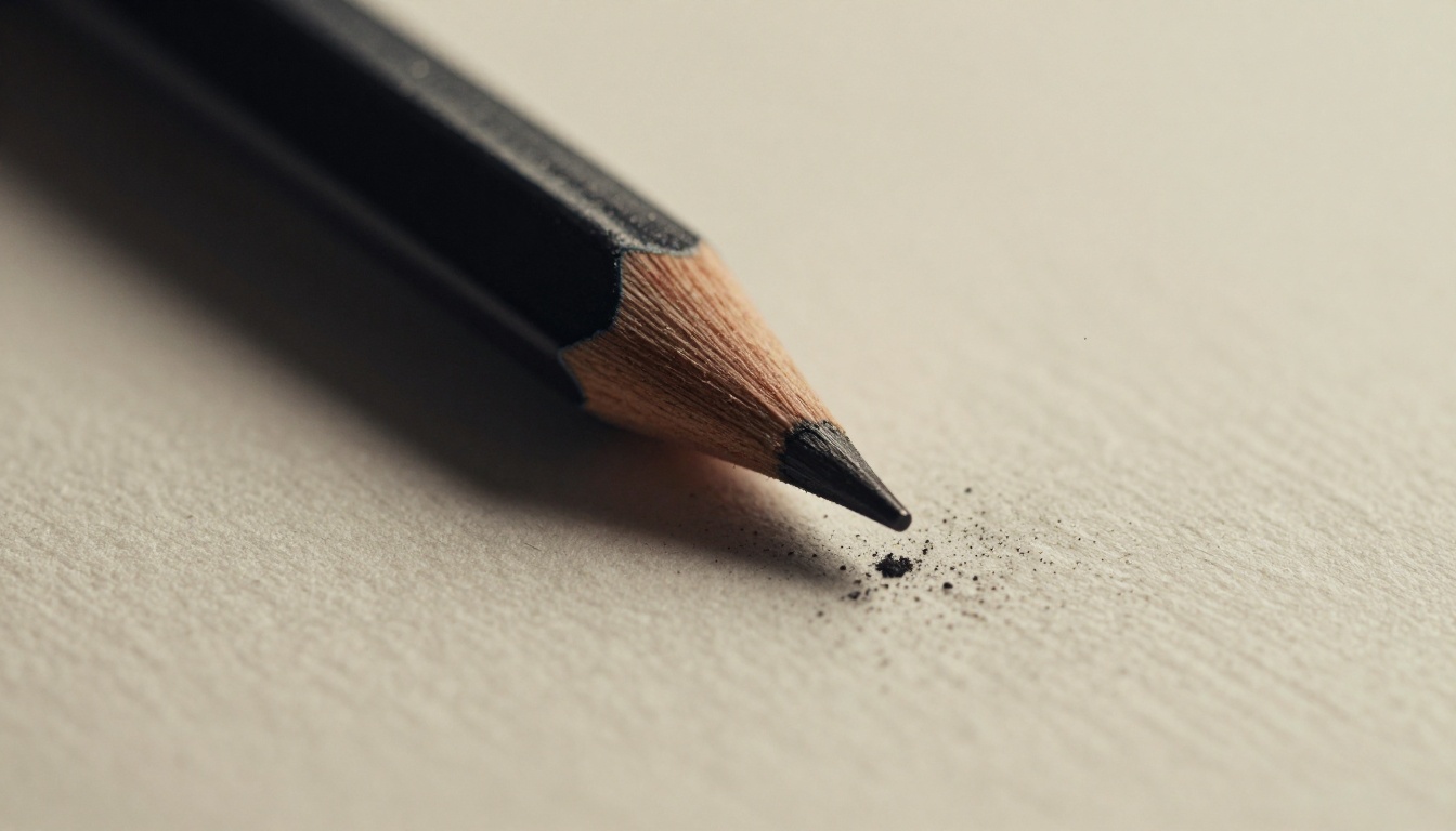 Macro close-up of graphite pencil tip pressed into thick textured paper