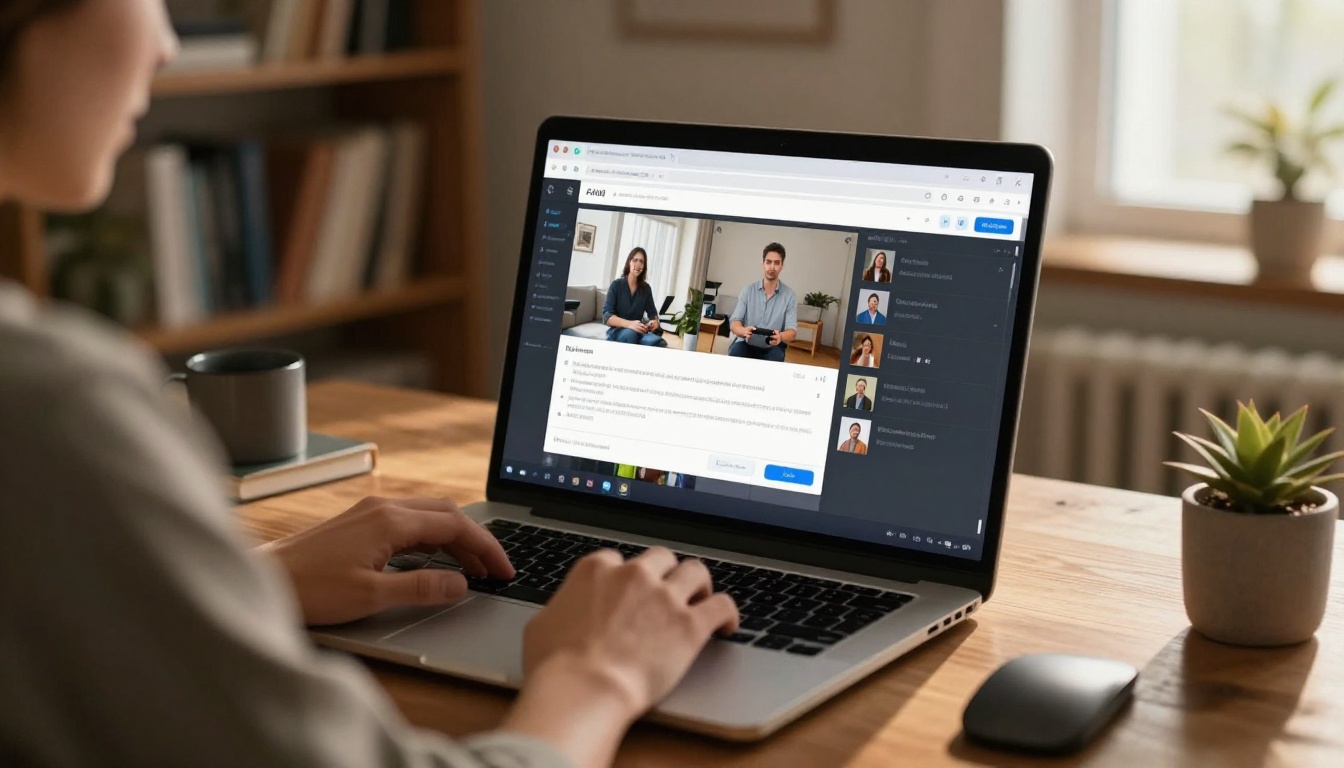 AI video generation interface on laptop showing vertical video previews