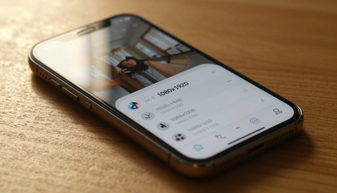 Phone screen showing vertical video resolution settings and aspect ratio options Phone screen showing vertical video resolution settings and aspect ratio options