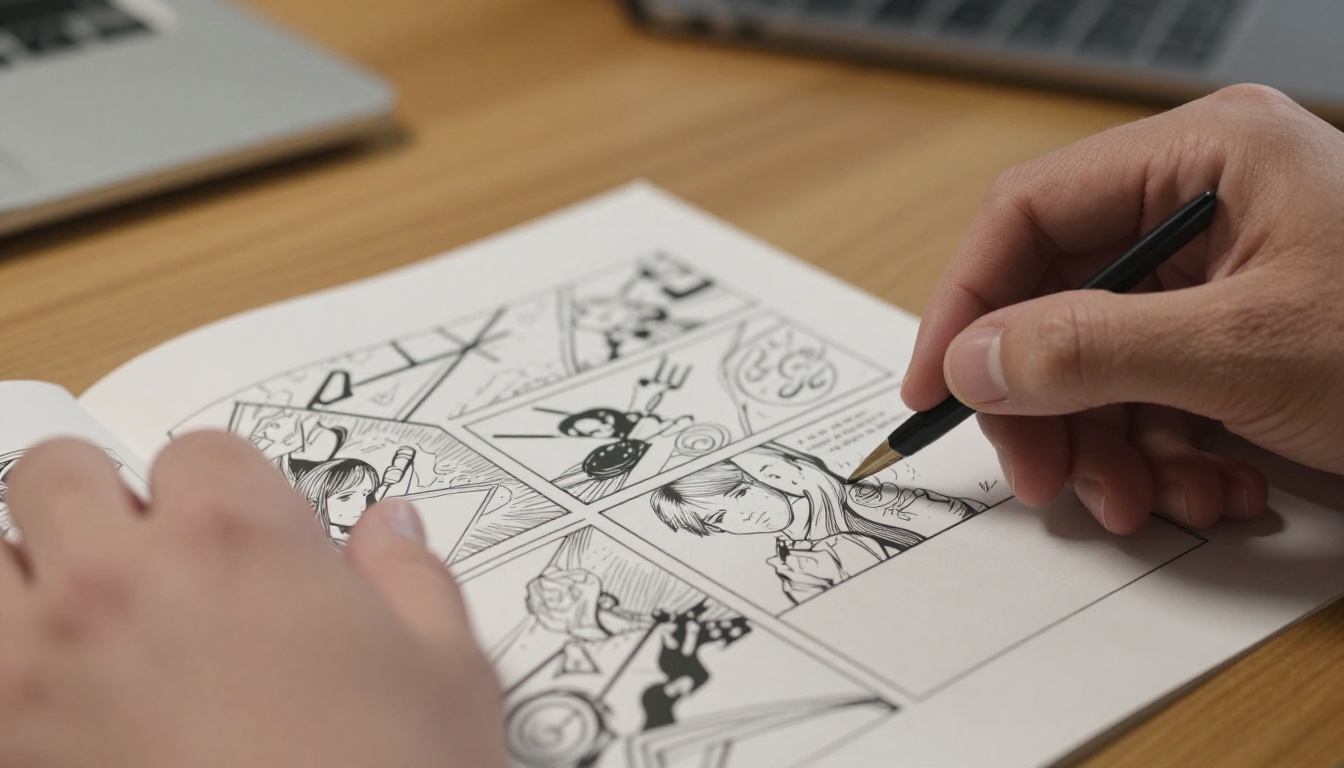 Comic strip panels held in hands