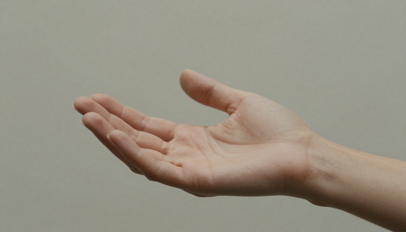 A single hand palm-up with perfect anatomical proportions and detailed skin texture