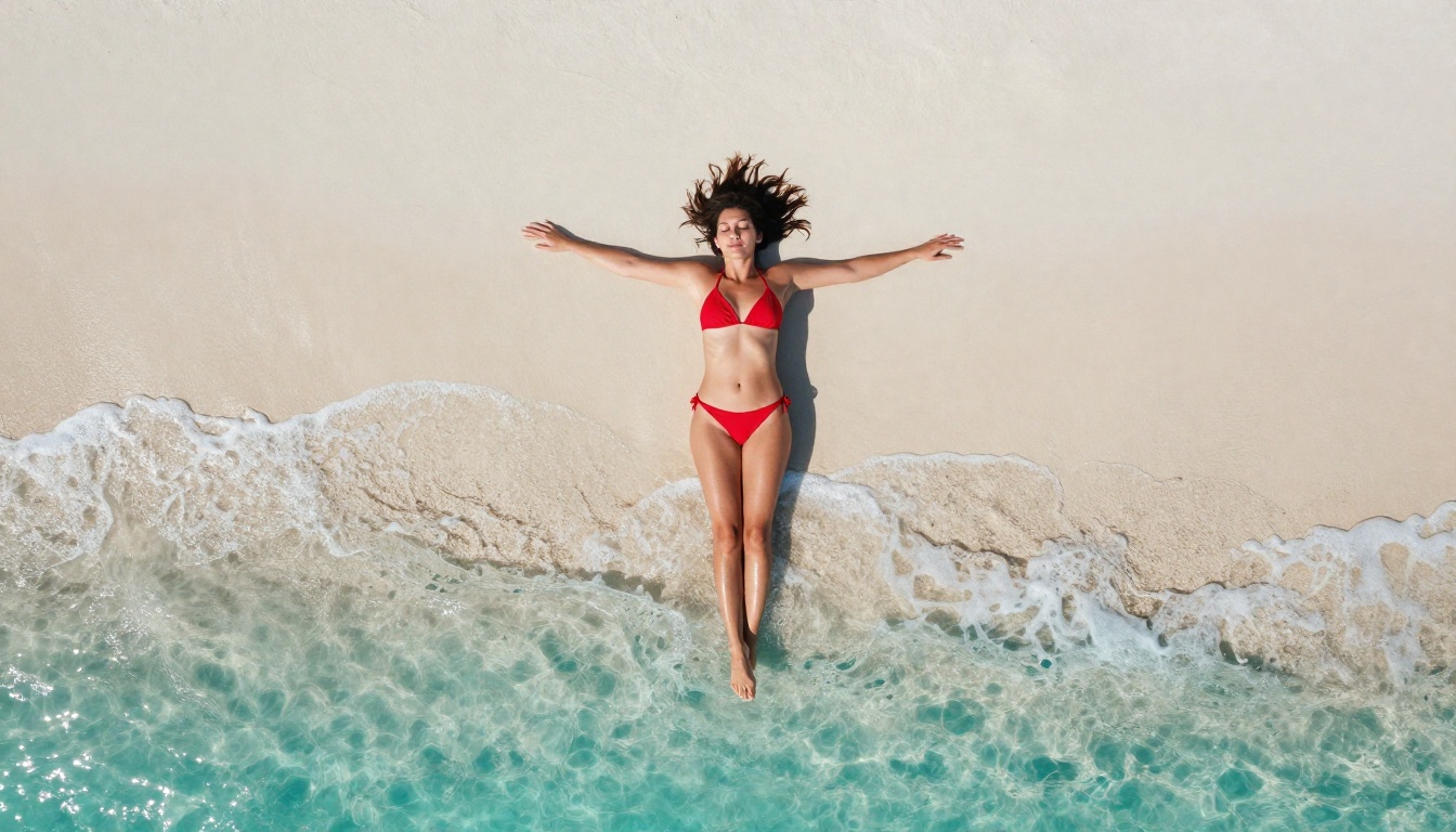 Aerial beach photography overhead perspective