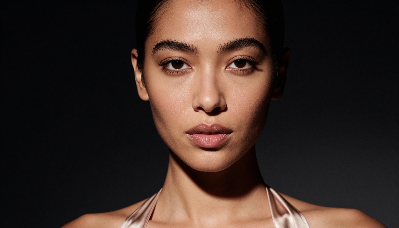 Close-up beauty portrait with dramatic chiaroscuro lighting
