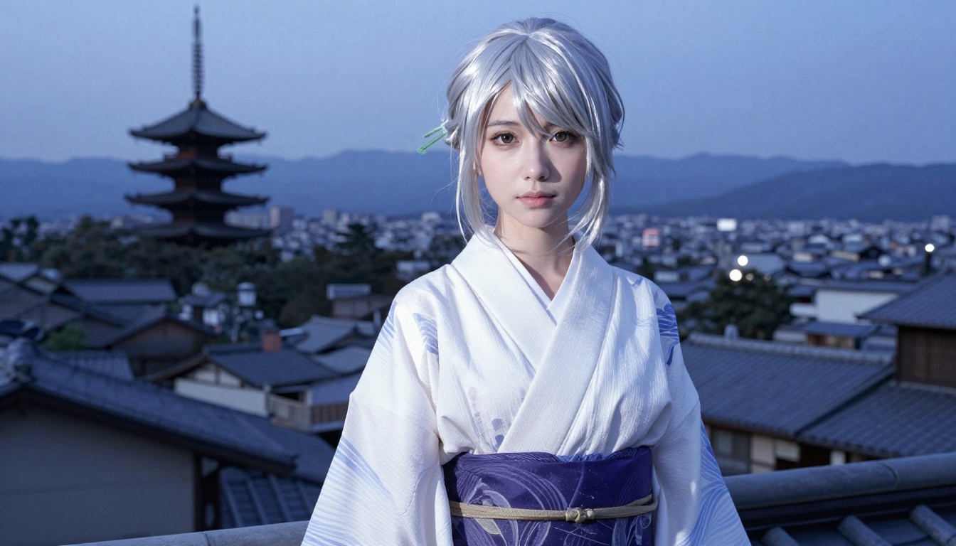 Anime AI art generator - moonlit rooftop scene
