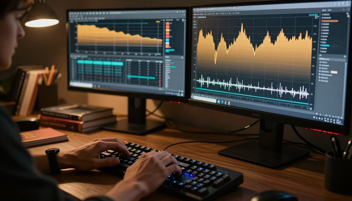 Researcher analyzing model parameters at workstation