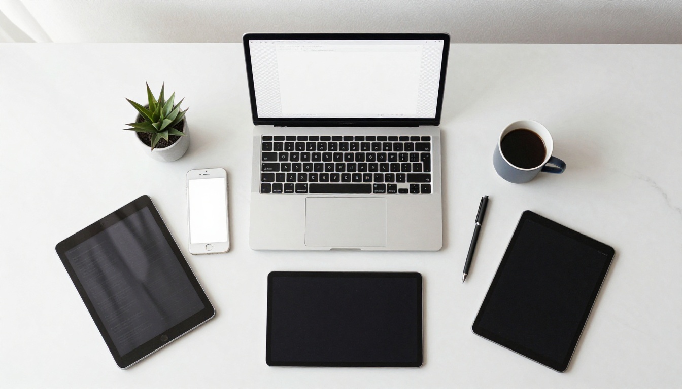 Flat-lay workspace showing background removal workflow on multiple devices