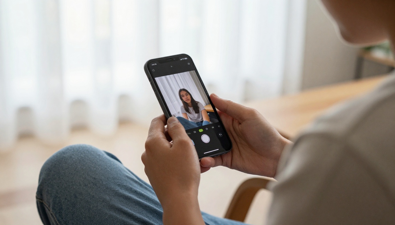 Person using smartphone to process a background removal on the go