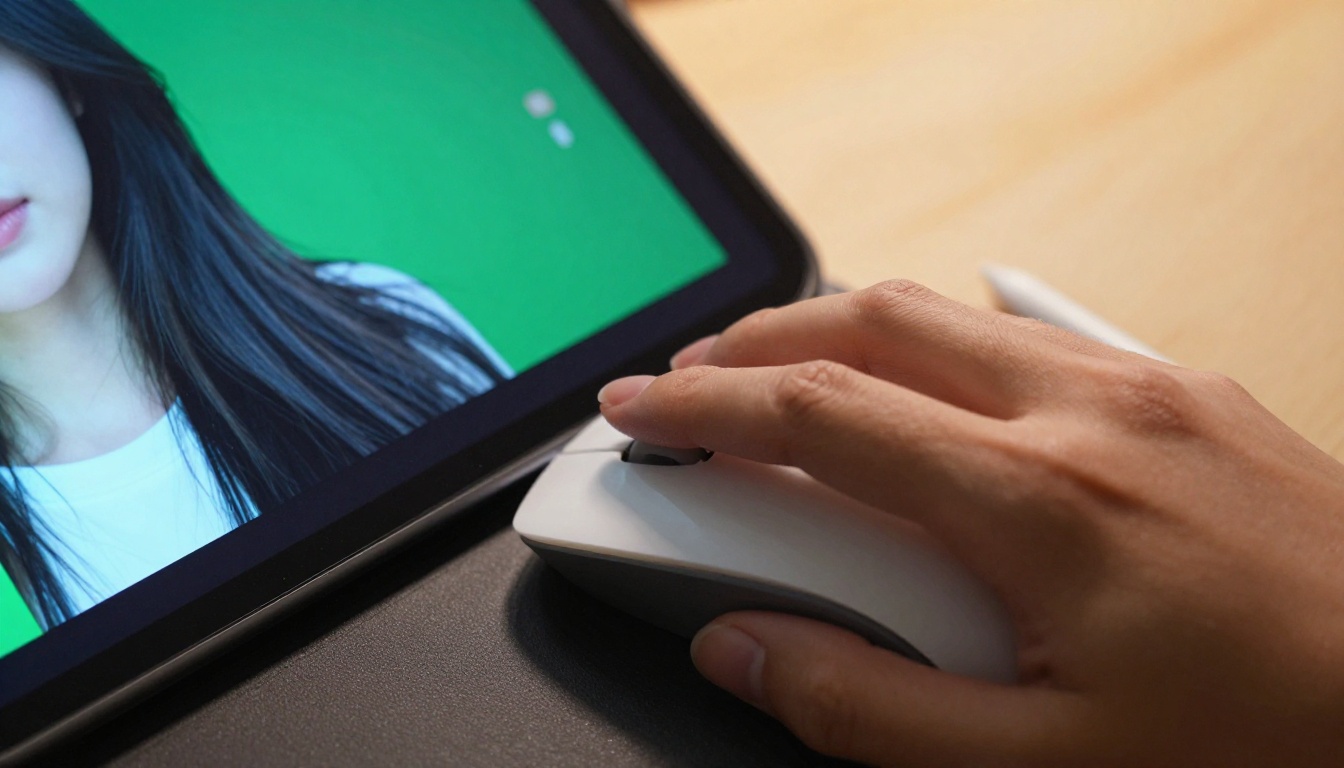 Macro view of precise edge mask on tablet screen showing AI segmentation