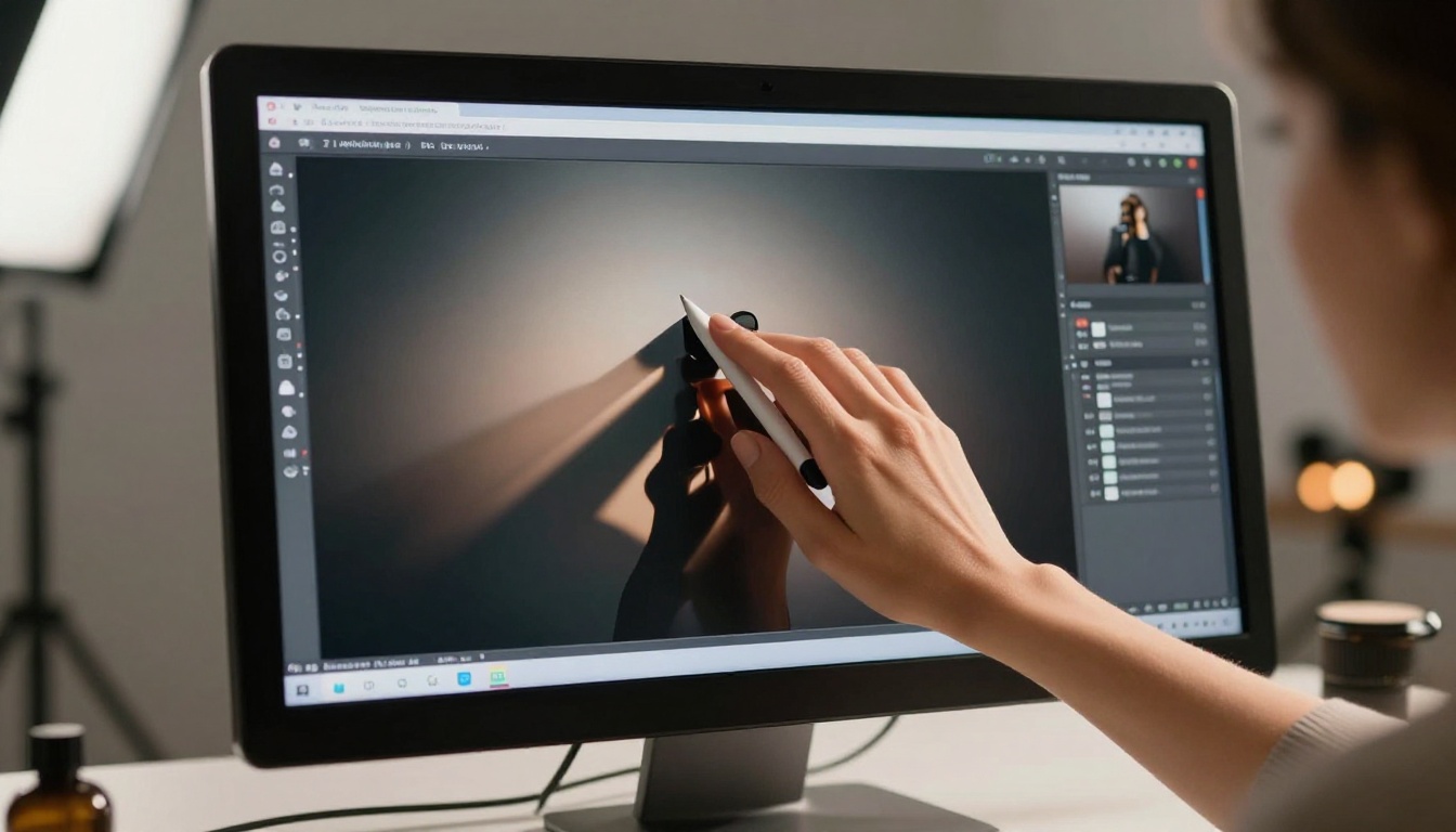 Professional photography portfolio on a studio touchscreen monitor Professional photography portfolio on a studio touchscreen monitor