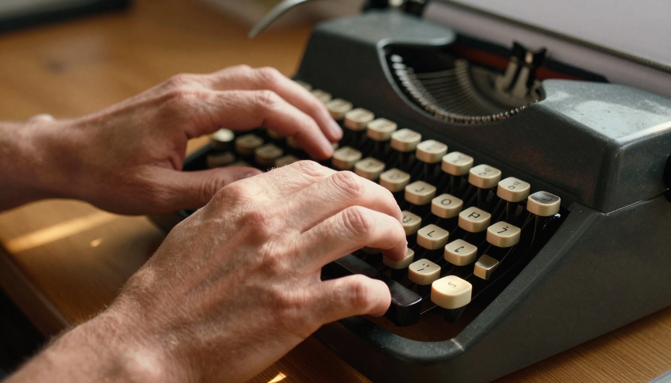 A creative professional working on AI image prompts at a desk bathed in morning light