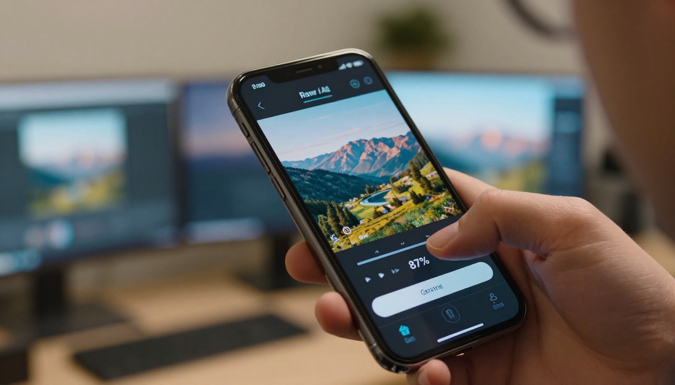 Smartphone displaying AI video generation interface