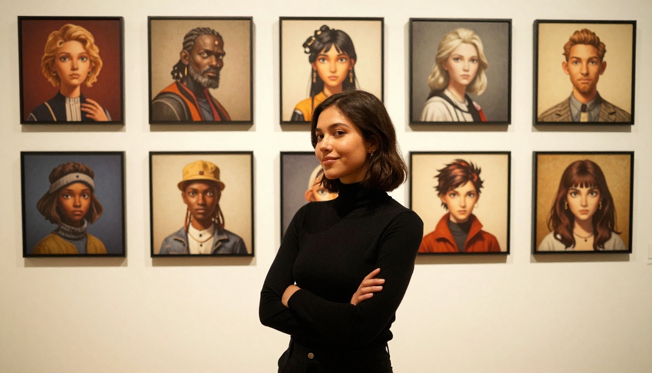 AI figurine concept art gallery display