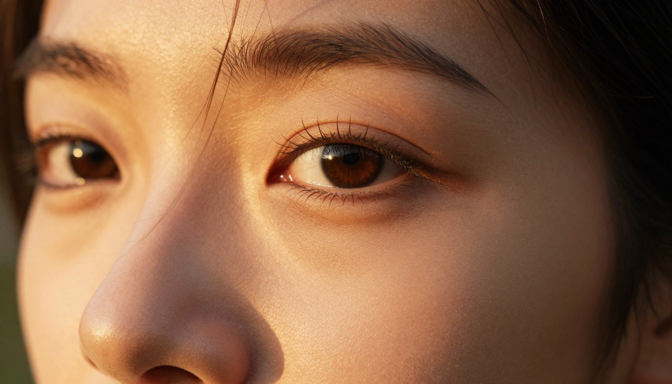Extreme close-up portrait showing photorealistic skin and eye detail