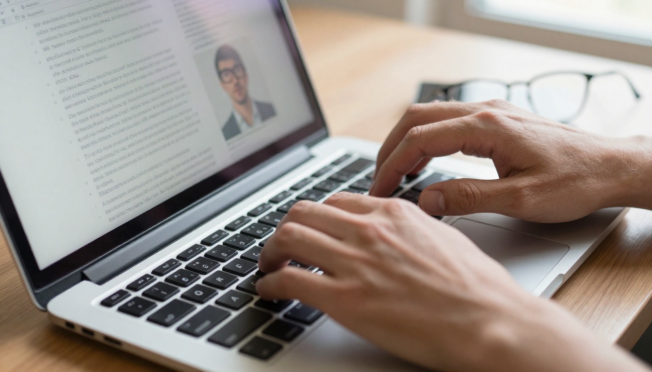 AI content creator at modern desk