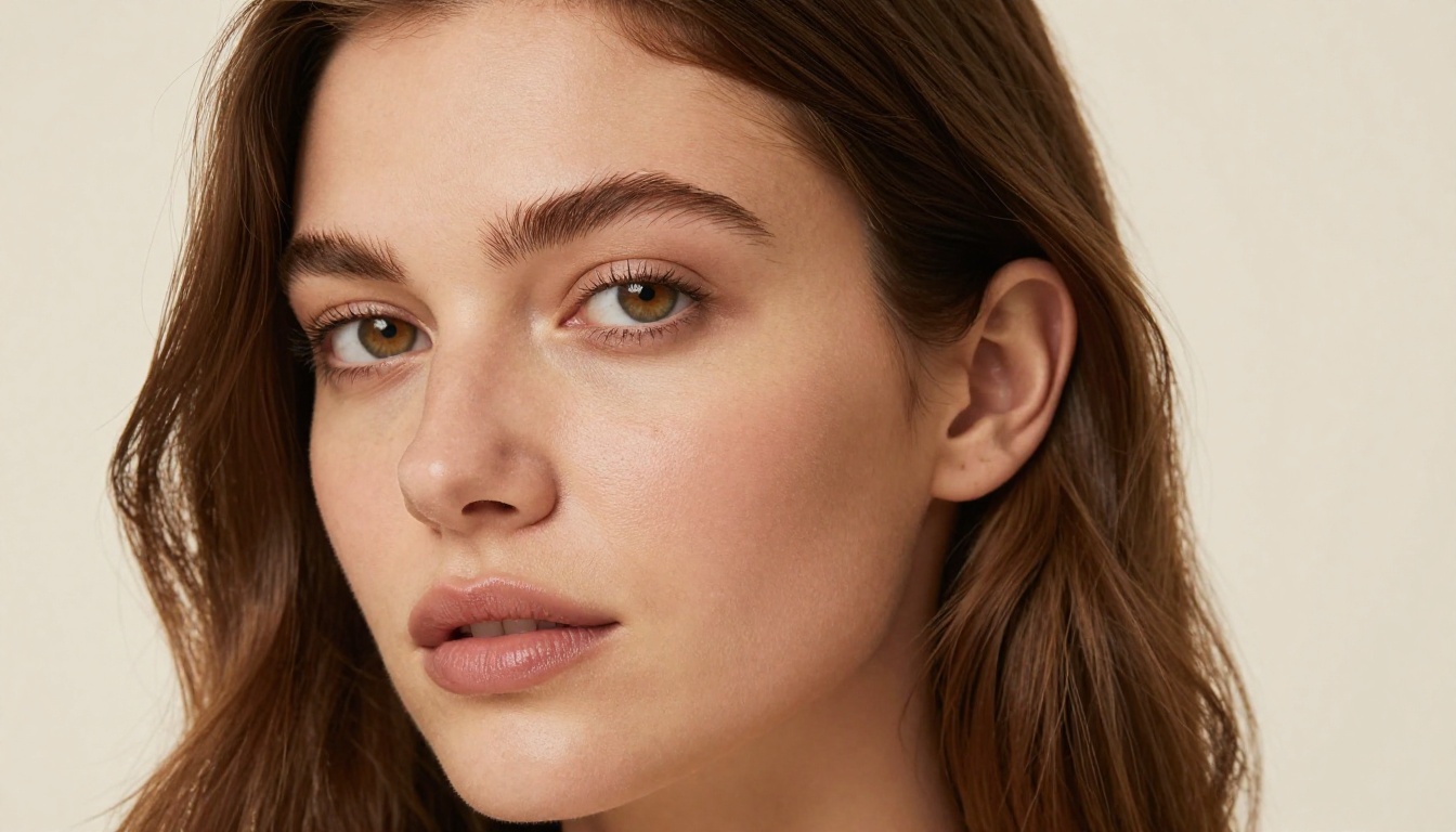 Close-up portrait of a woman with natural skin texture, showcasing super resolution AI output quality