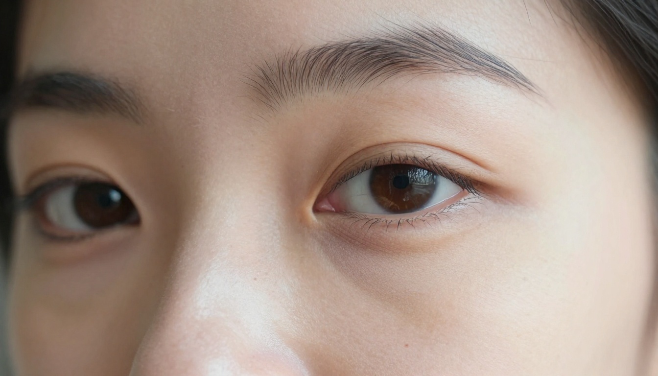 Close-up portrait showing ultra-realistic skin texture detail with natural pores and individual eyelashes in sharp 8K photography