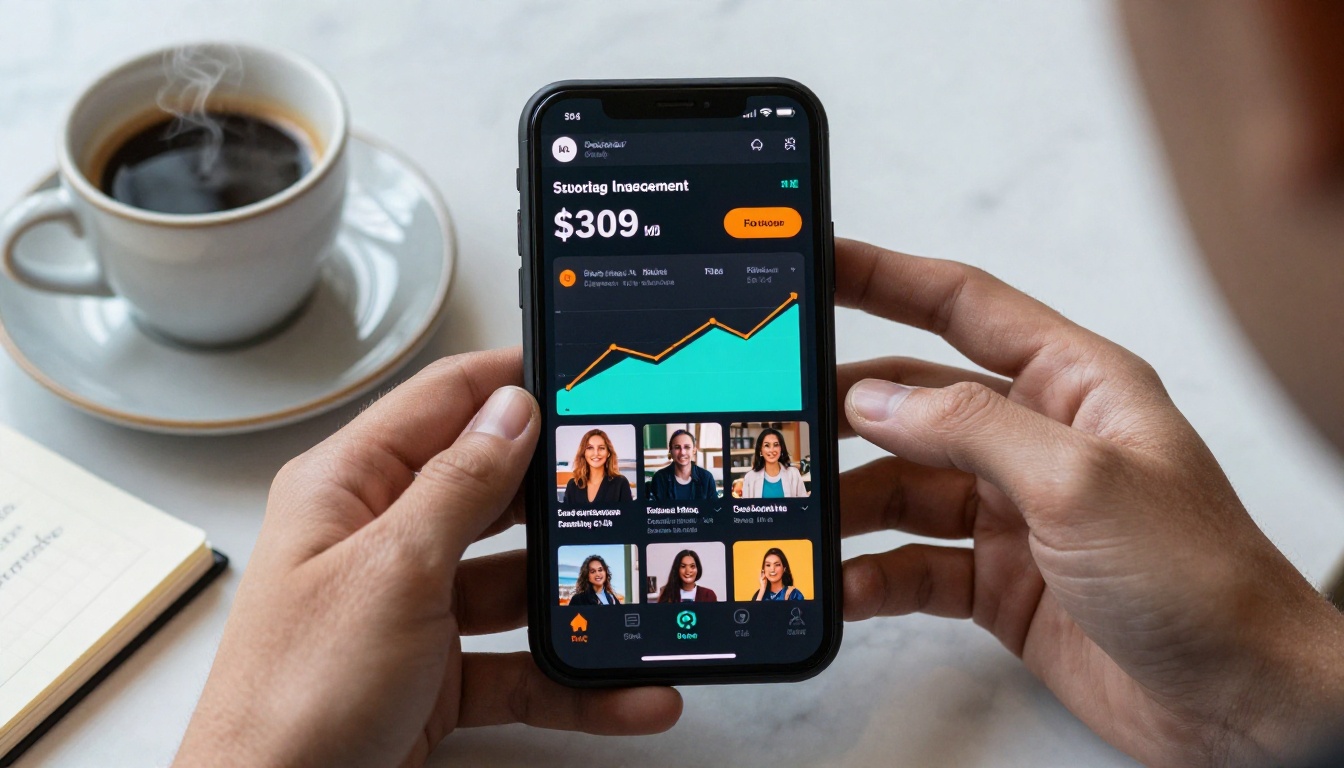 Social media analytics on smartphone showing viral AI content