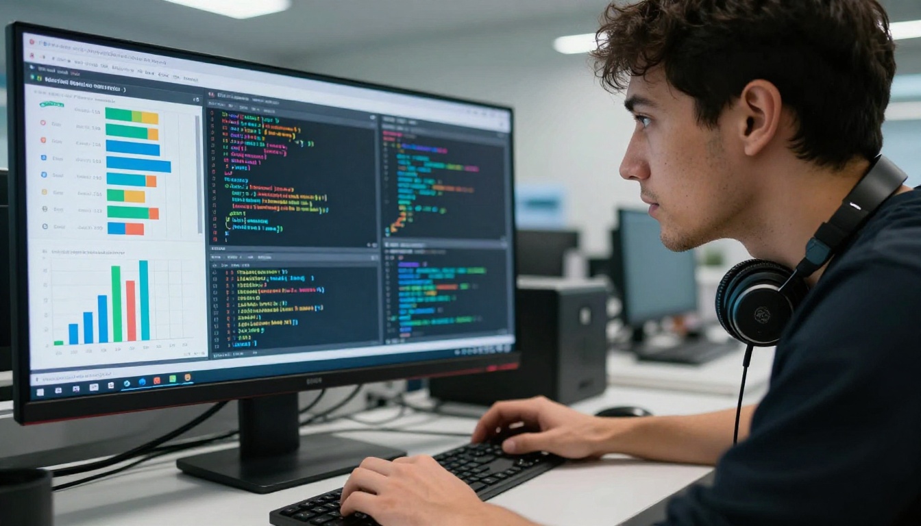 LLM benchmark comparison on a developer's monitor