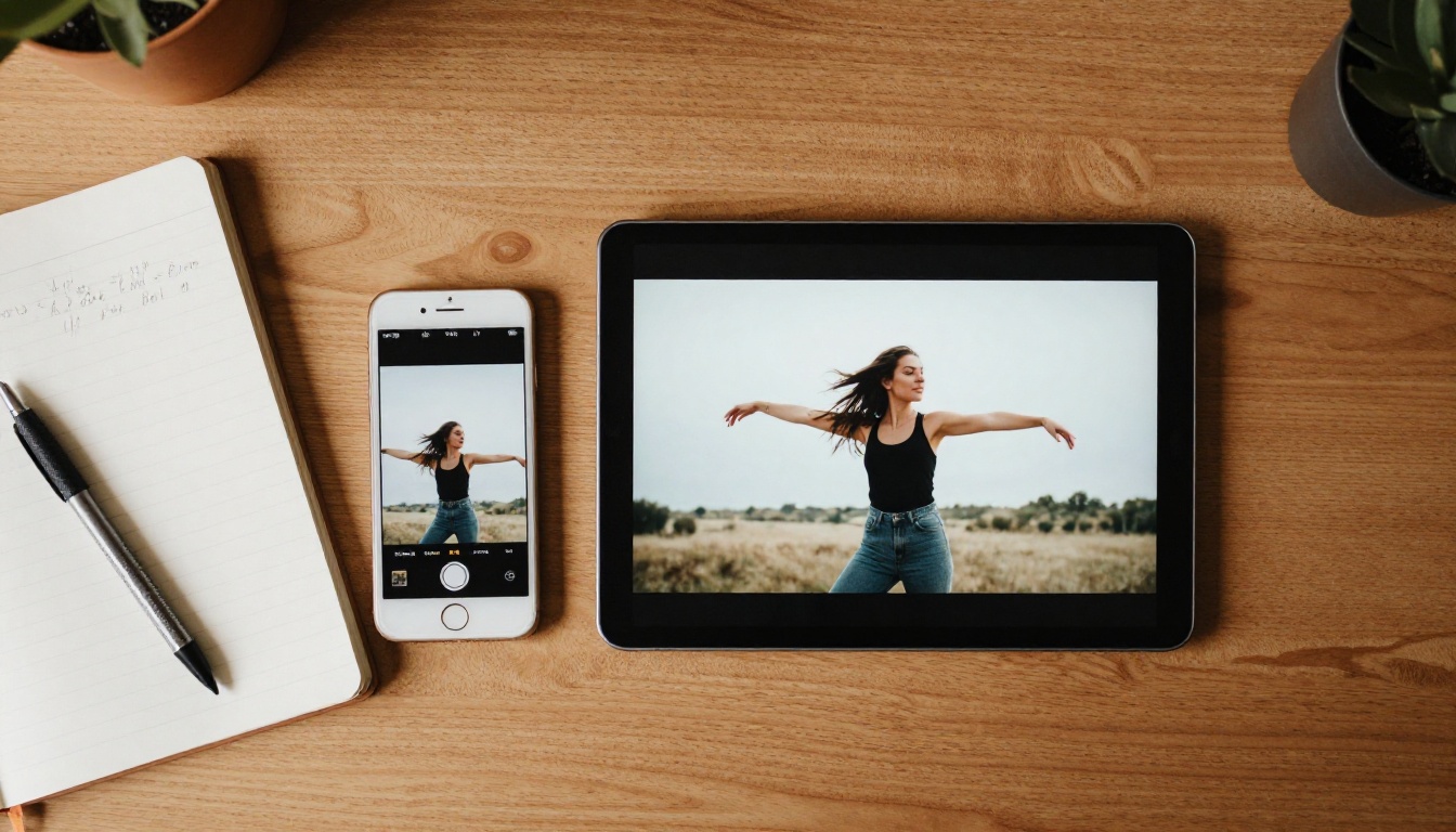 Horizontal and vertical video side by side on desk devices