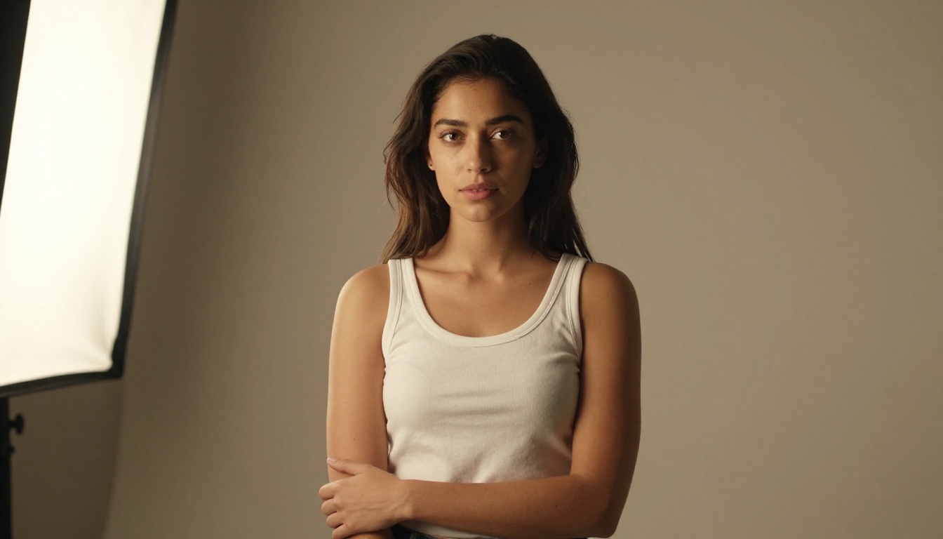 Studio portrait with Rembrandt-style lighting