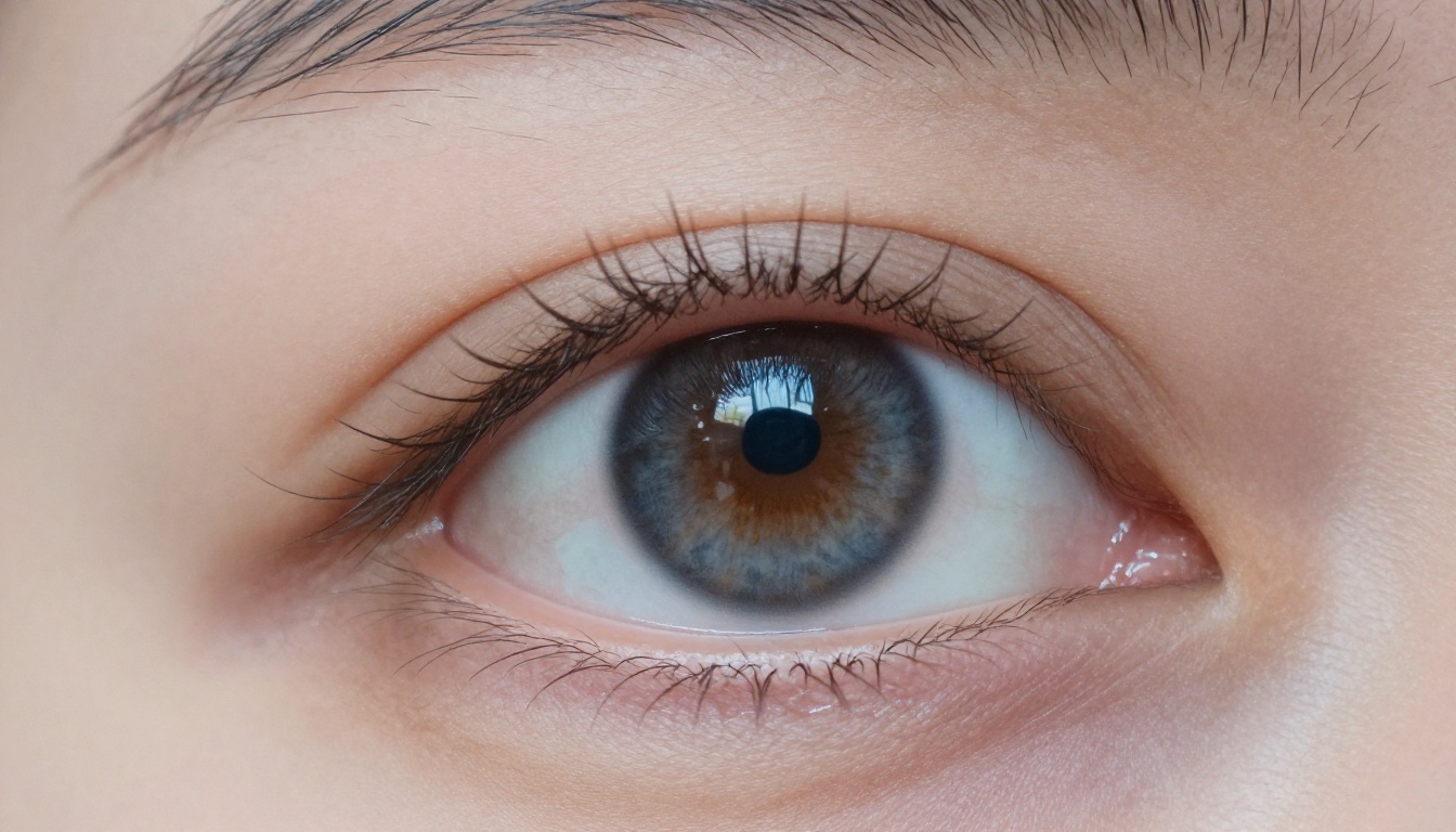 Dramatic close-up focused on a woman's eyes, capturing intricate iris pattern, crystalline detail, dual catchlight reflections, and individually rendered eyelashes under soft window light