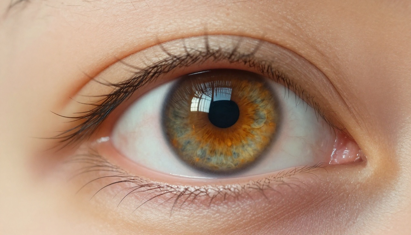 Sharp detail in a perfectly generated AI portrait, close-up eye showing photorealistic texture