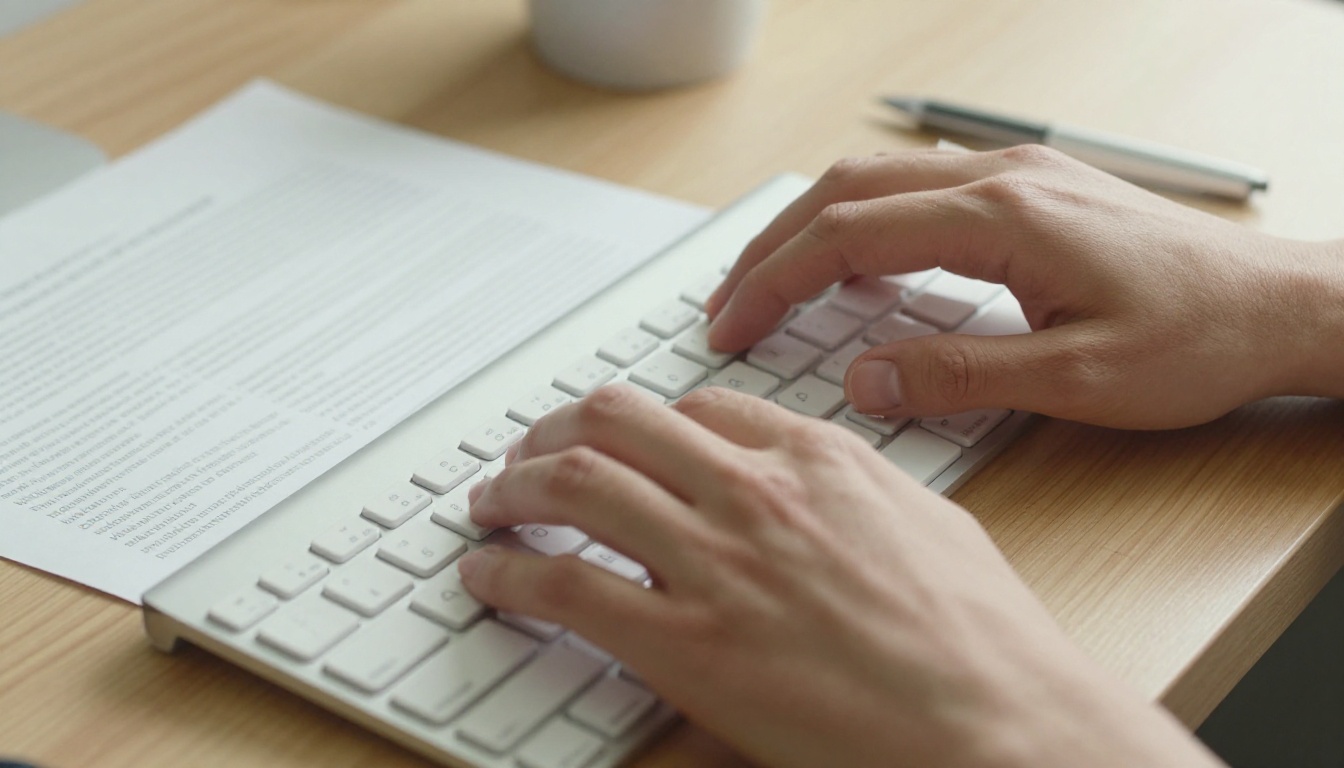 Terms of service document next to keyboard and coffee